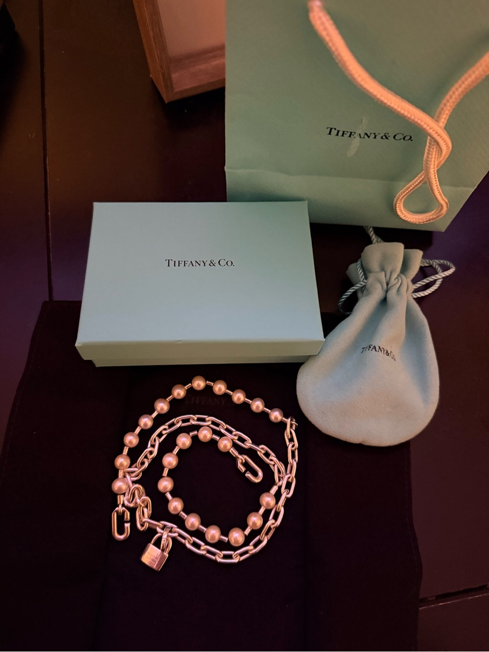 Tiffany & Co. HardWear Pearl Lock Sterling Silver & Freshwater Pearl Bracelet